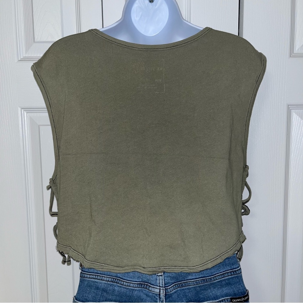 We The Free Olive Green Crop Tank w/ Open Side Ties - Picture 2 of 4